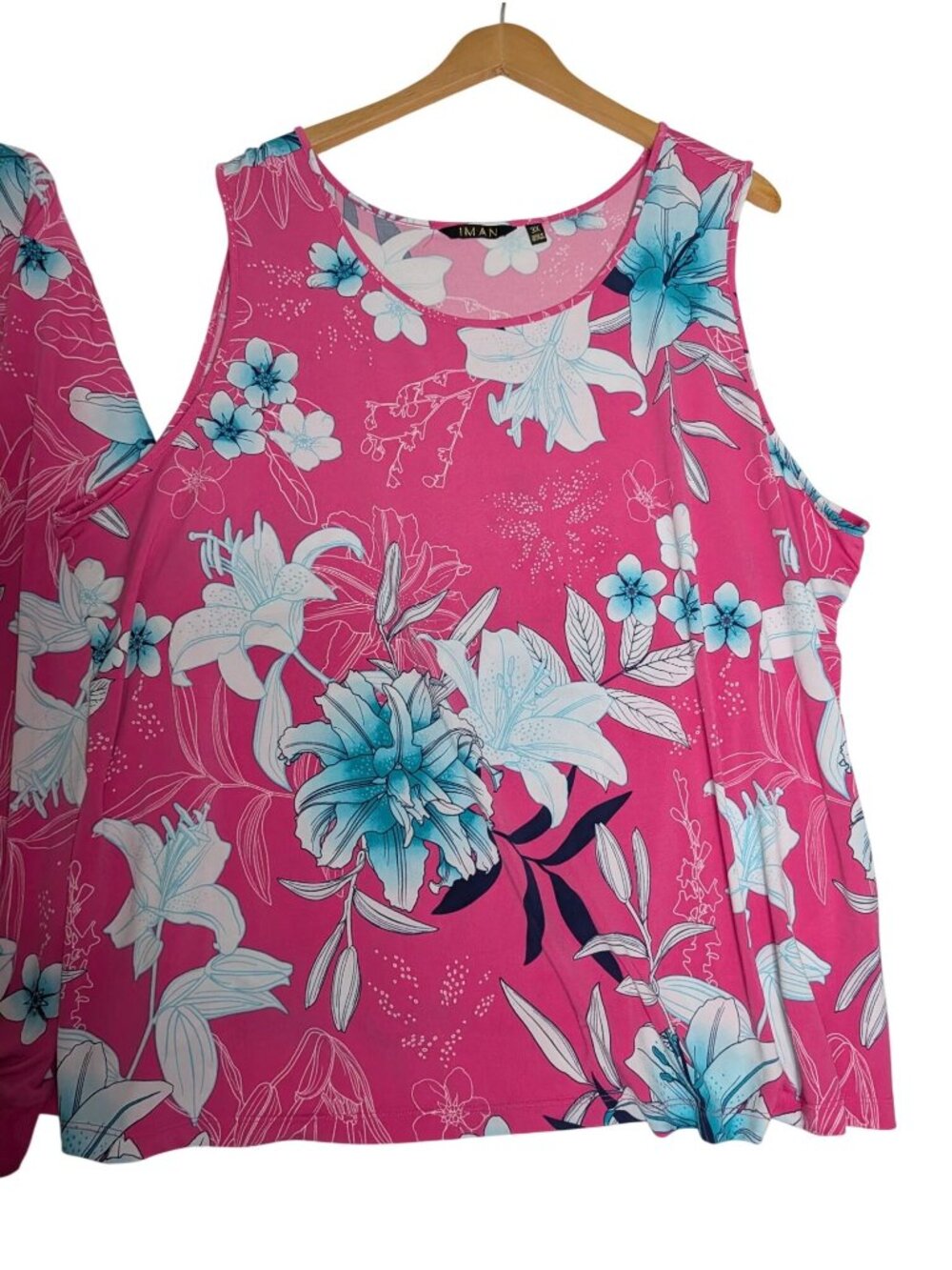 IMAN Womens Pink Floral Bomber Jacket & Matching Tank Top Set 3X Cruise wear - Picture 5 of 12